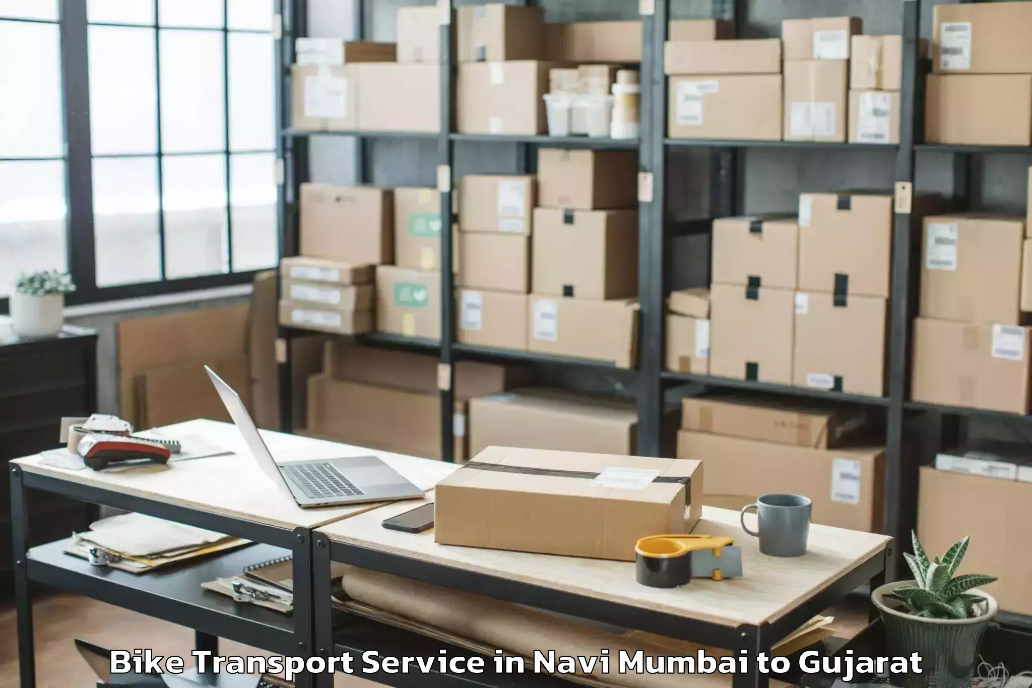 Reliable Navi Mumbai to Gls University Ahmedabad Bike Transport